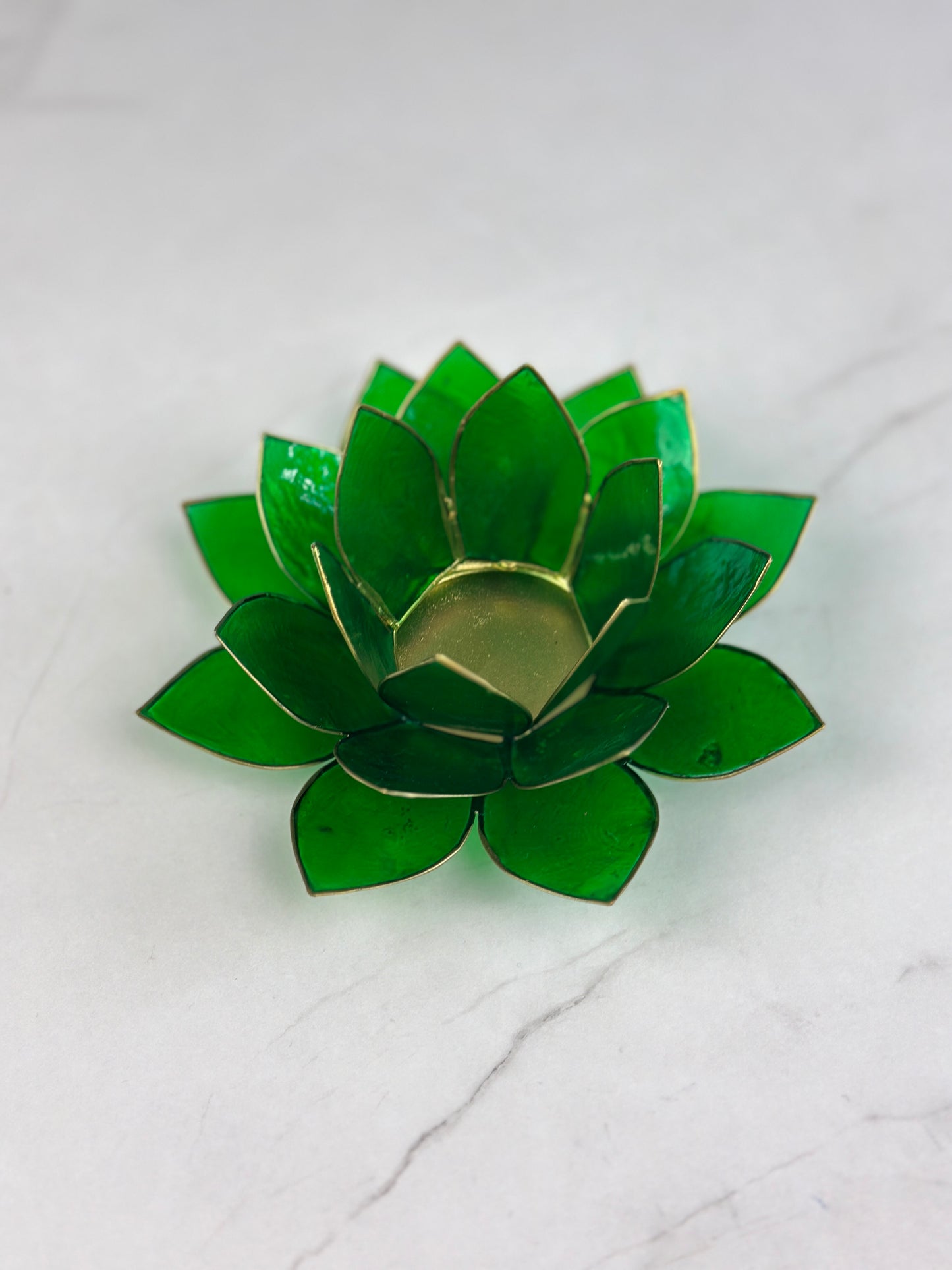 Lotus Teelichthalter - Grün Herzchakra