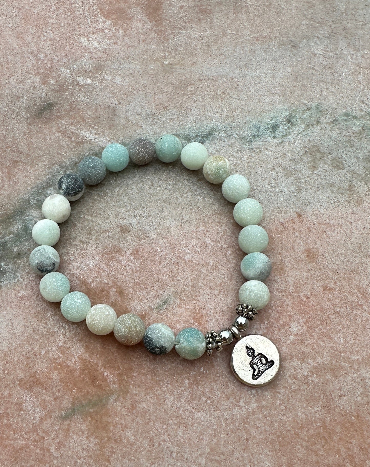 Armband Amazonit Perlen mit Buddha: Liebe und Glück