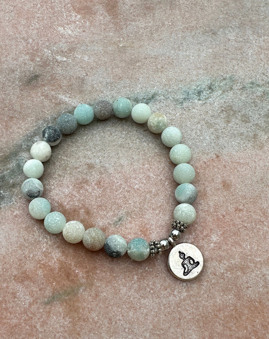 Armband Amazonit Perlen mit Buddha: Liebe und Glück