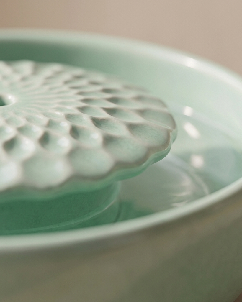 Ceramic Fountain Flower Mint Ø 25.5 cm