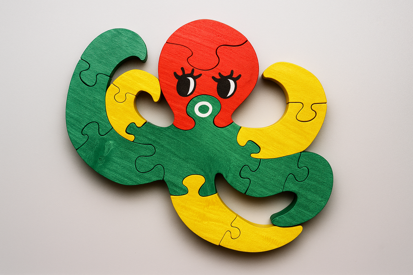 Holzpuzzle Krake – nachhaltig, bunt und handgefertigtes Puzzle