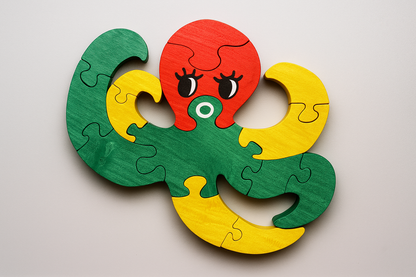 Holzpuzzle Krake – nachhaltig, bunt und handgefertigtes Puzzle