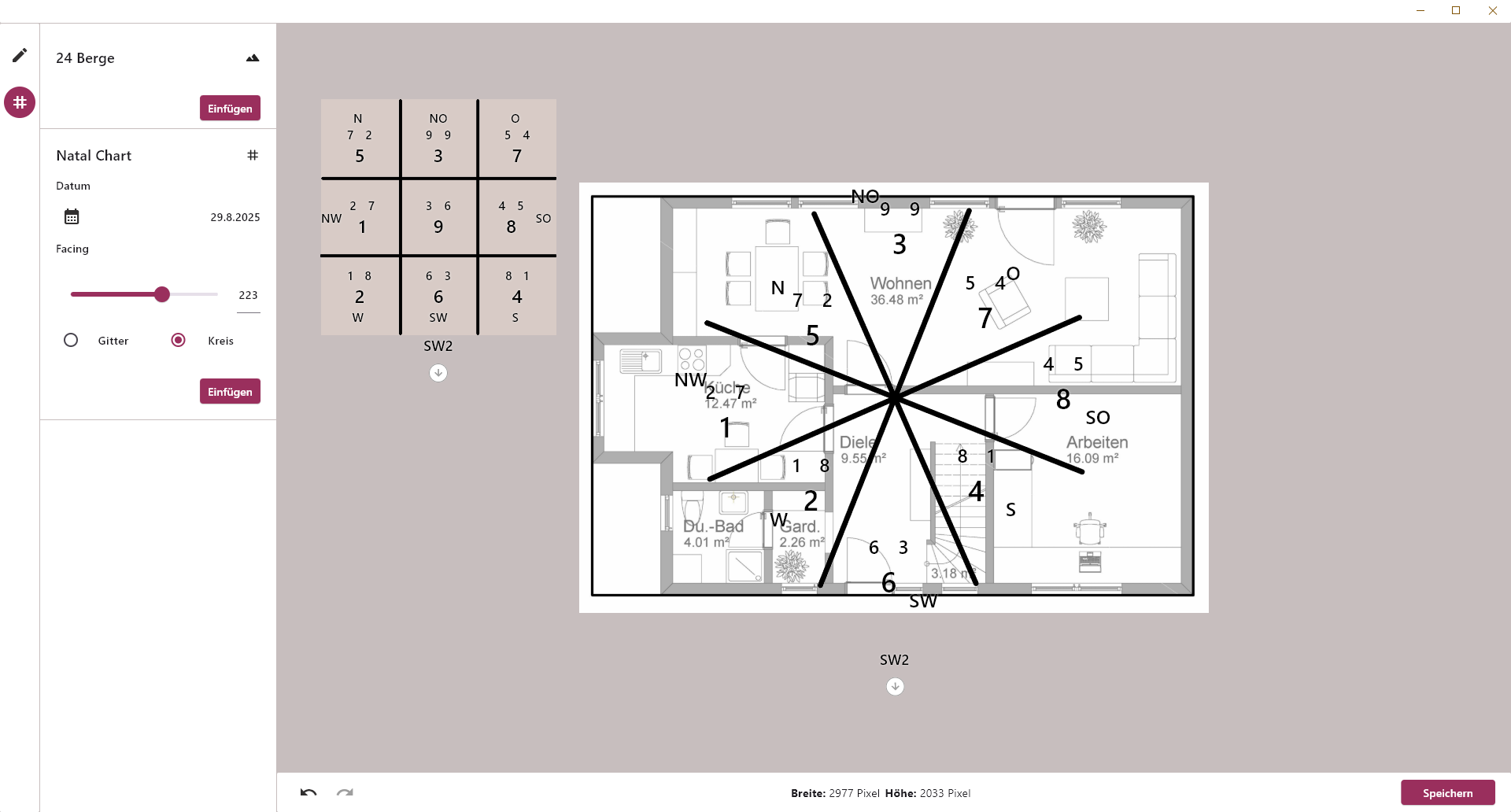 Fliegende Sterne Software für professionelle Feng Shui Auswertungen