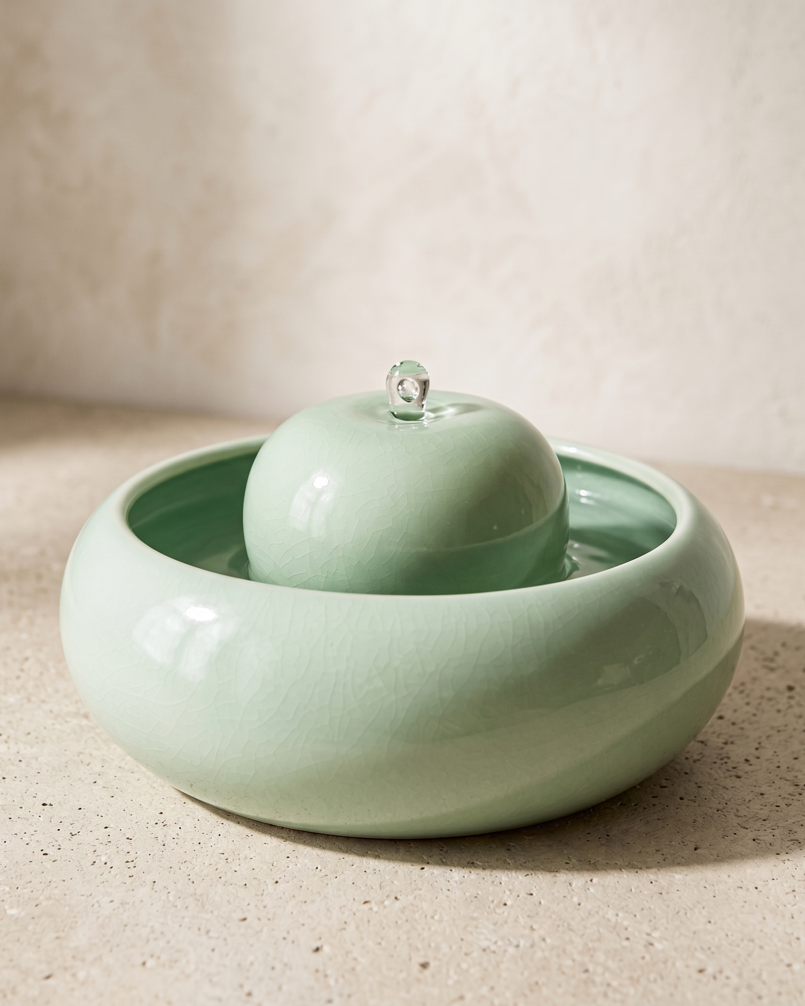 Feng Shui Keramikbrunnen Mint | Handgemachter Zimmerbrunnen aus Berlin