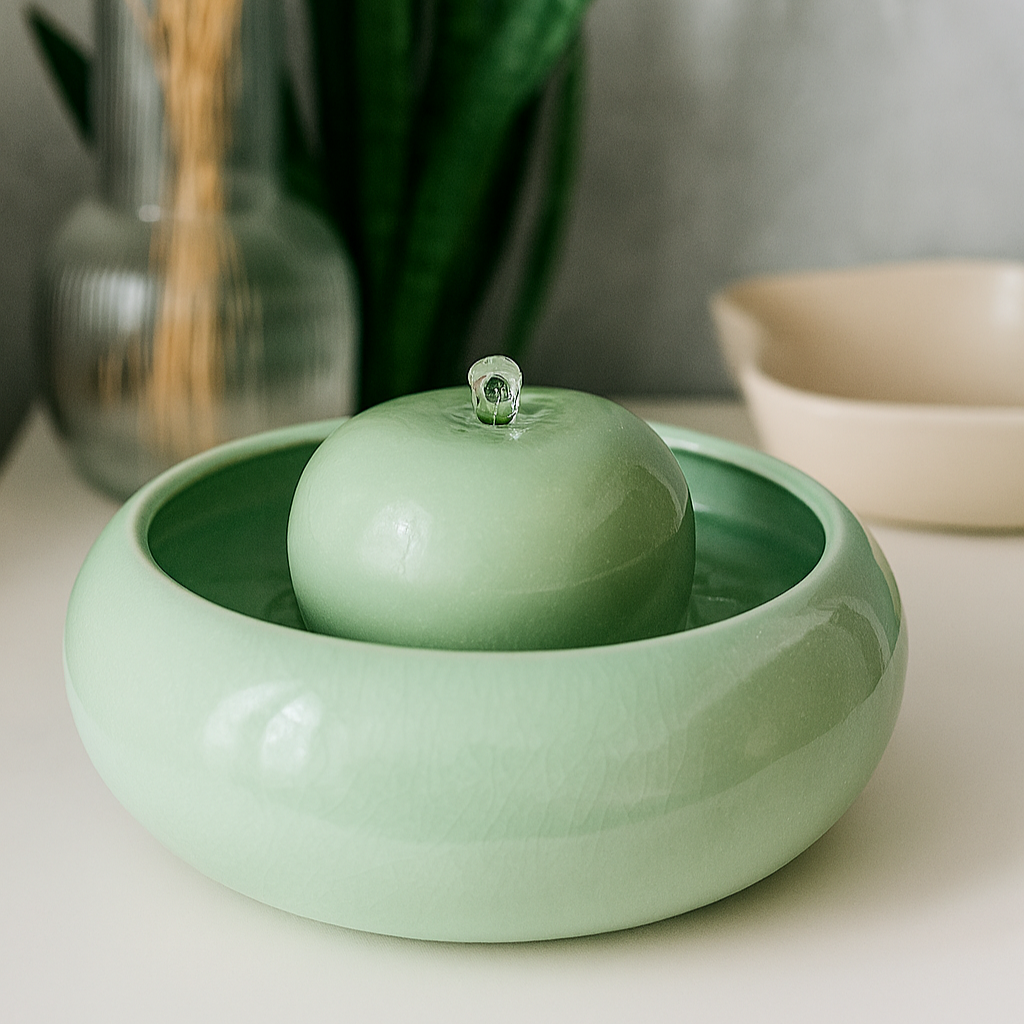 Feng Shui Brunnen Keramik handgefertigt Ø 25,5 cm mit leiser Pumpe