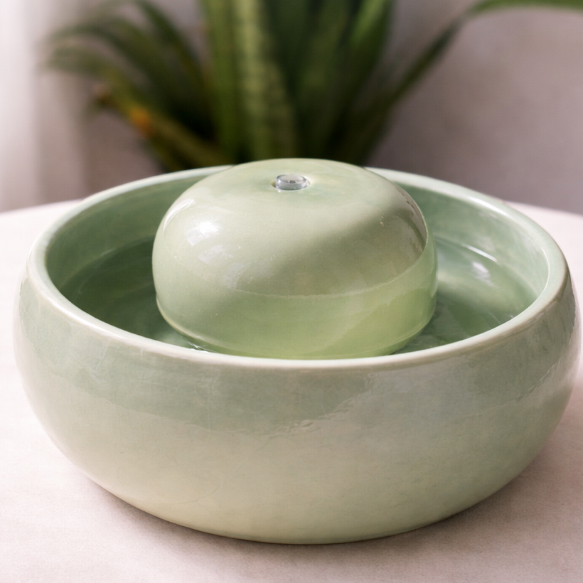 Handgefertigter Feng Shui Keramikbrunnen Mint | Berlin Design