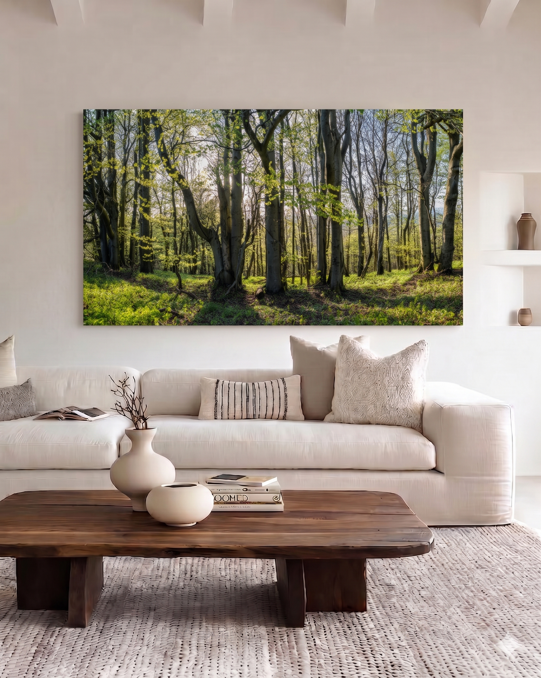 Fotografie „Wald – Element Holz“ – Natürliches Leinwandmotiv für Wachstum & Ruhe