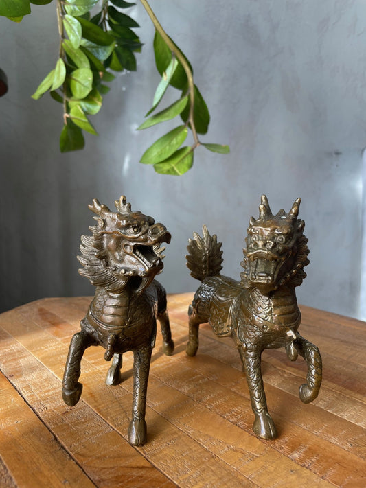 Handmade brass qilin: symbol of positive energies and protection