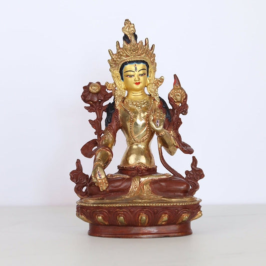 White Tara Buddha statue fire-gilded 22 cm