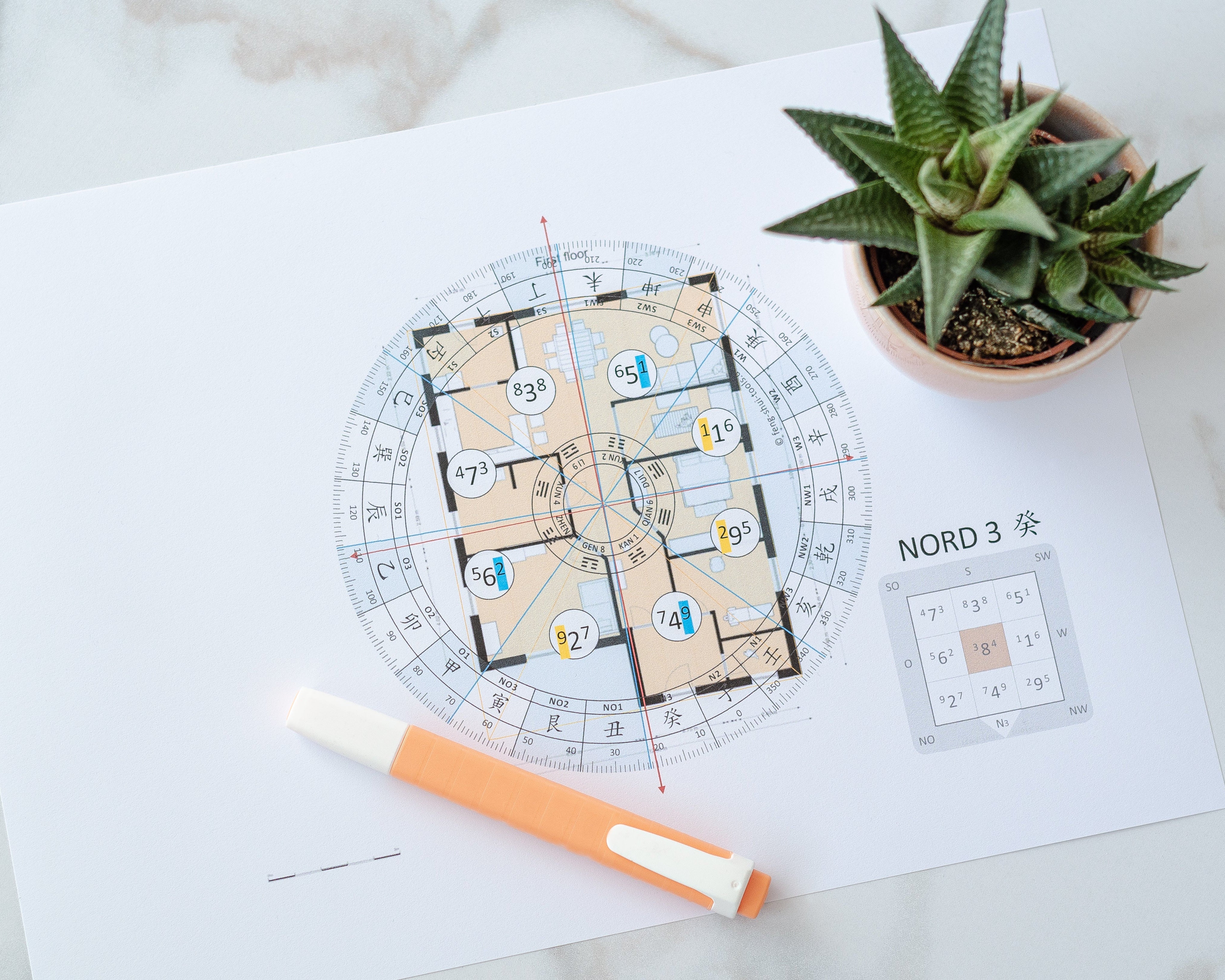 Fliegende Sterne Grafiken – 216 Zeitdiagramme für die Feng Shui Analyse