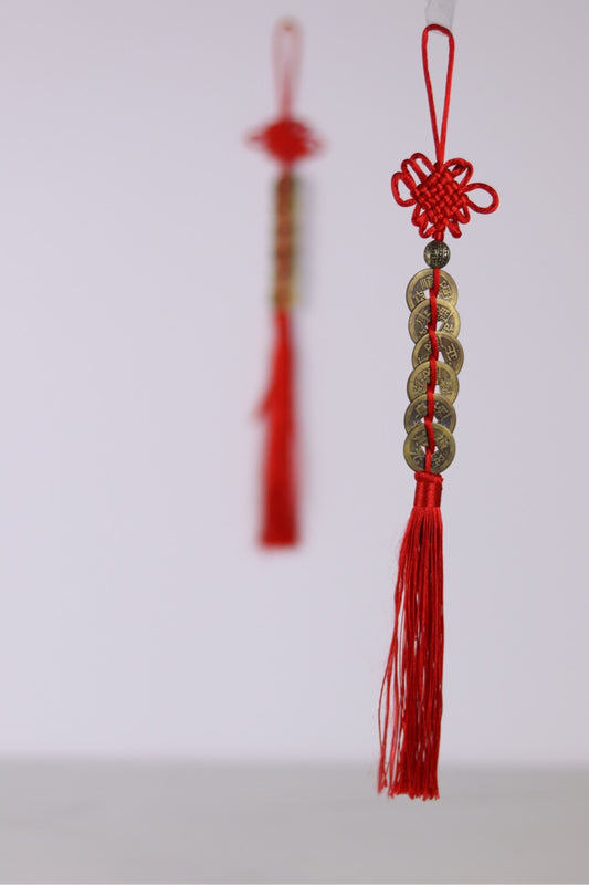 Chinese lucky coins, bound as a chain of 6 
